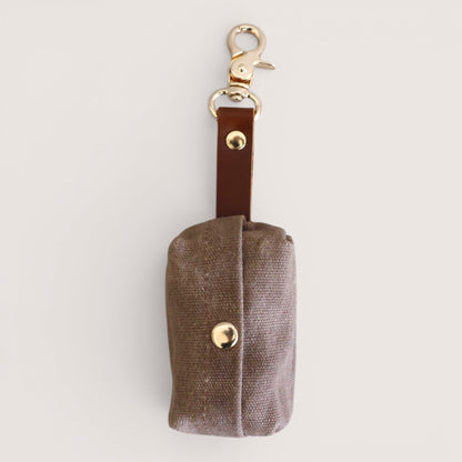 Waxed Canvas & Leather Poop Bag Holder
