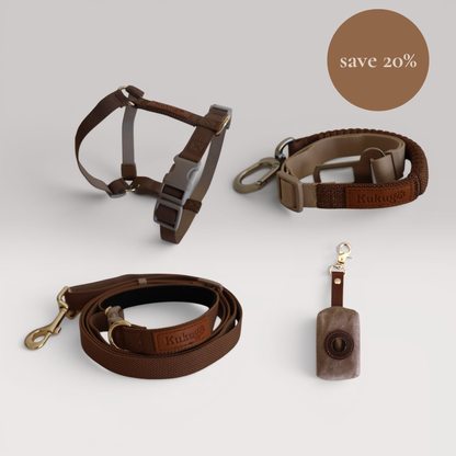 kuku brown dog city car travel harness & seat belt bundle
