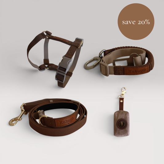 kuku brown dog city car travel harness & seat belt bundle
