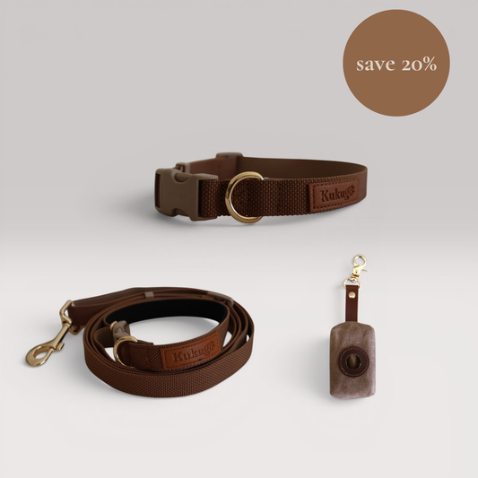 kuku brown dog walk collar set