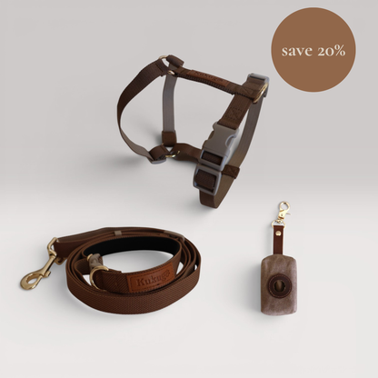 kuku brown dog walk harness bundle