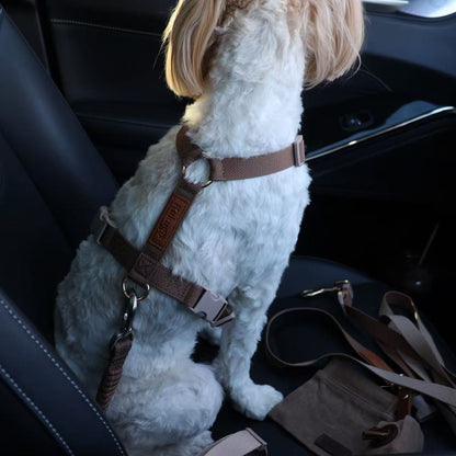 kuku brown dog city car travel harness & seat belt bundle