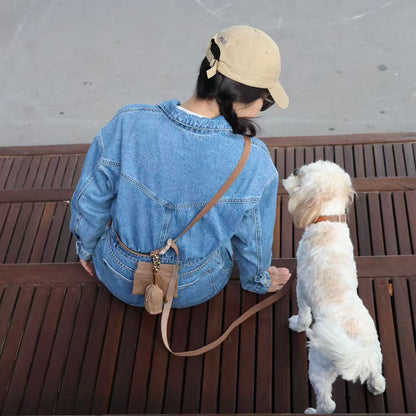 kuku brown dog walk collar set