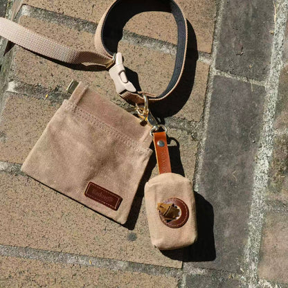 Waxed Canvas & Leather Poop Bag Holder