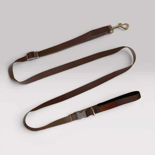 Kuku Brown Nylon Rope Hands-Free Dog Leash