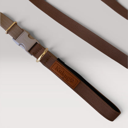 Kuku Brown Nylon Rope Hands-Free Dog Leash