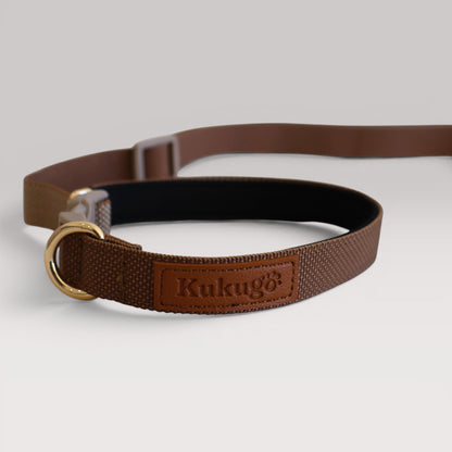Kuku Brown Nylon Rope Hands-Free Dog Leash