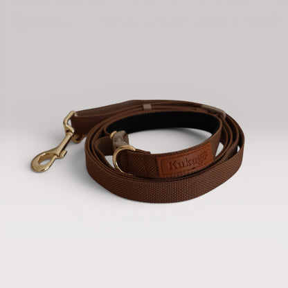 Kuku Brown Nylon Rope Hands-Free Dog Leash